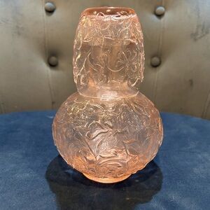 Pink Depression Glass Floral Carafe